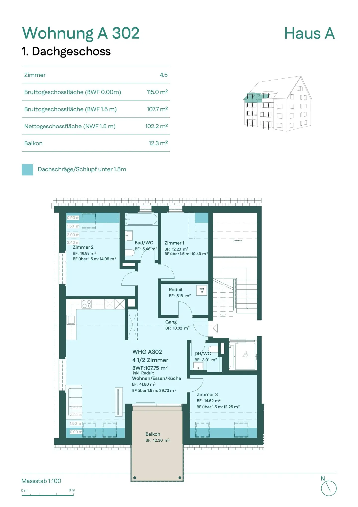 Attractive 4.5-room penthouse apartment with sunny balcony - Photo 6 of 7