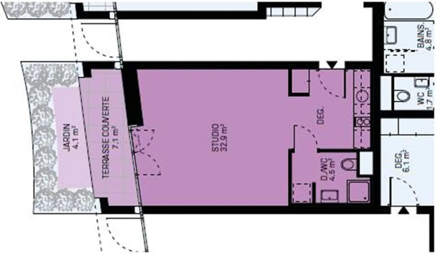 Nouveau studio avec terrasse couverte et jardin - Photo 6 sur 13