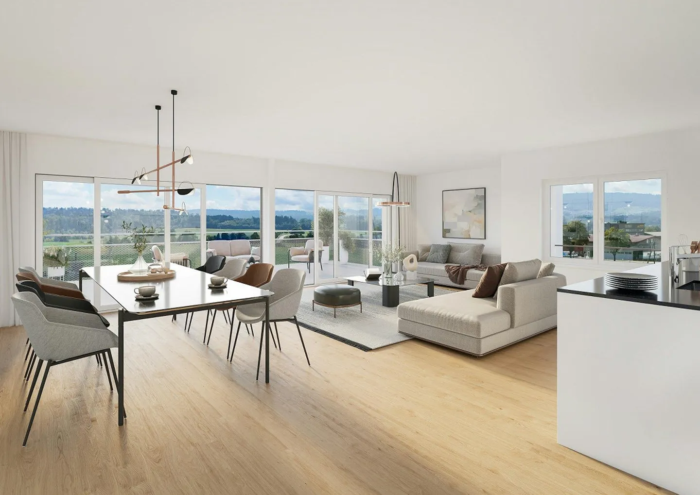 Appartements de 4,5 pièces avec grand balcon dans le projet de construction neuve "Unterhofen" - Photo 4 sur 8