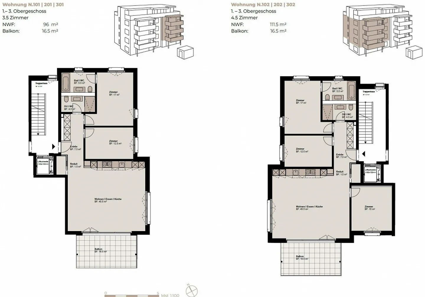 Appartements de 4,5 pièces avec grand balcon dans le projet de construction neuve "Unterhofen" - Photo 6 sur 8