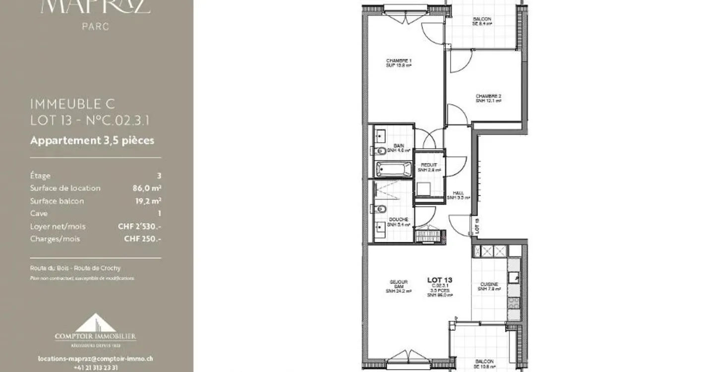 New 3.5 room apartments in Ecublens from 86 m² - www.mapraz-parc.ch - Photo 12 of 12