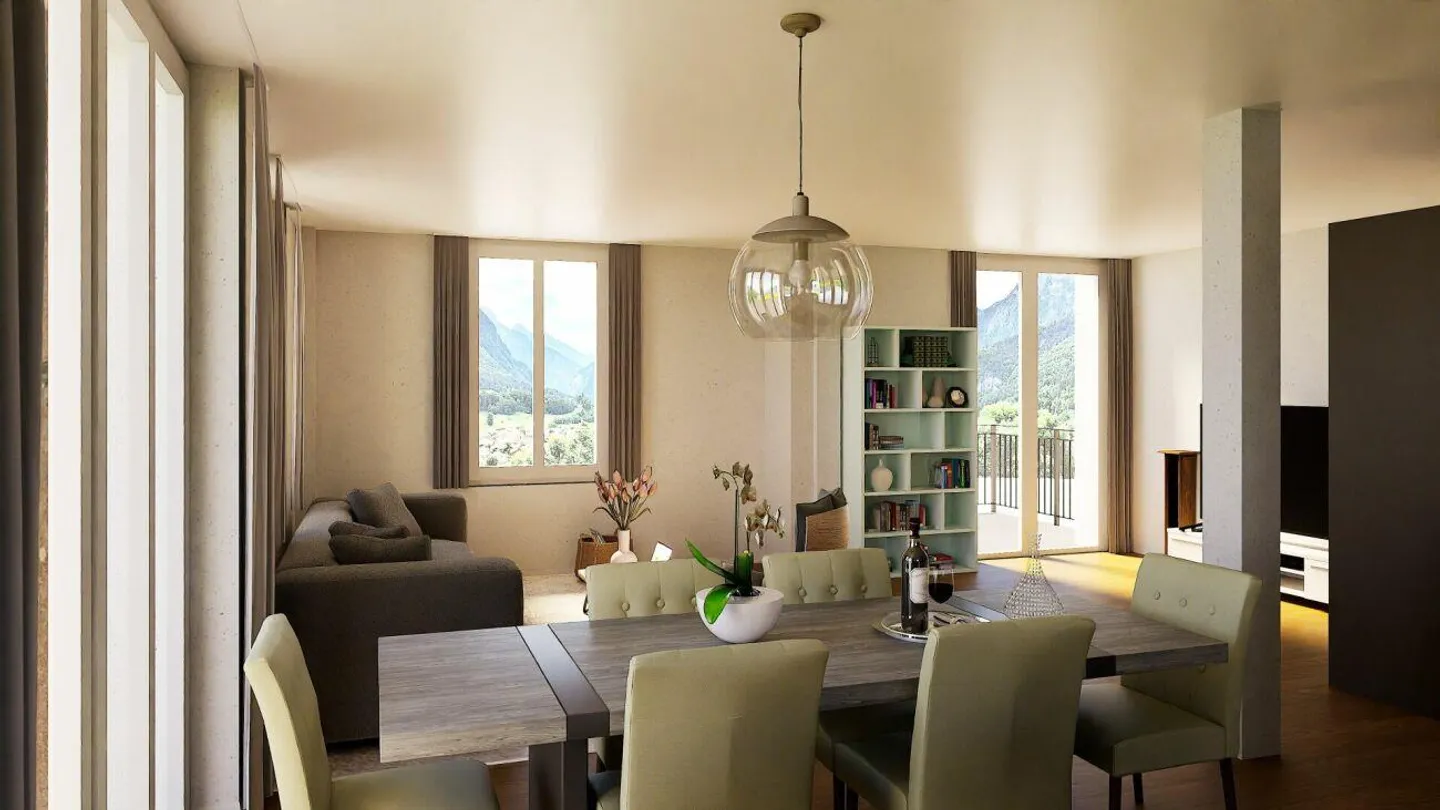 3-Zimmer-Wohnung Nr. 9 mit Sonnenterrasse und zwei Balkonen in der neuen Überbauung Schönbühl 360° in Wilderswil - Foto 7 von 16