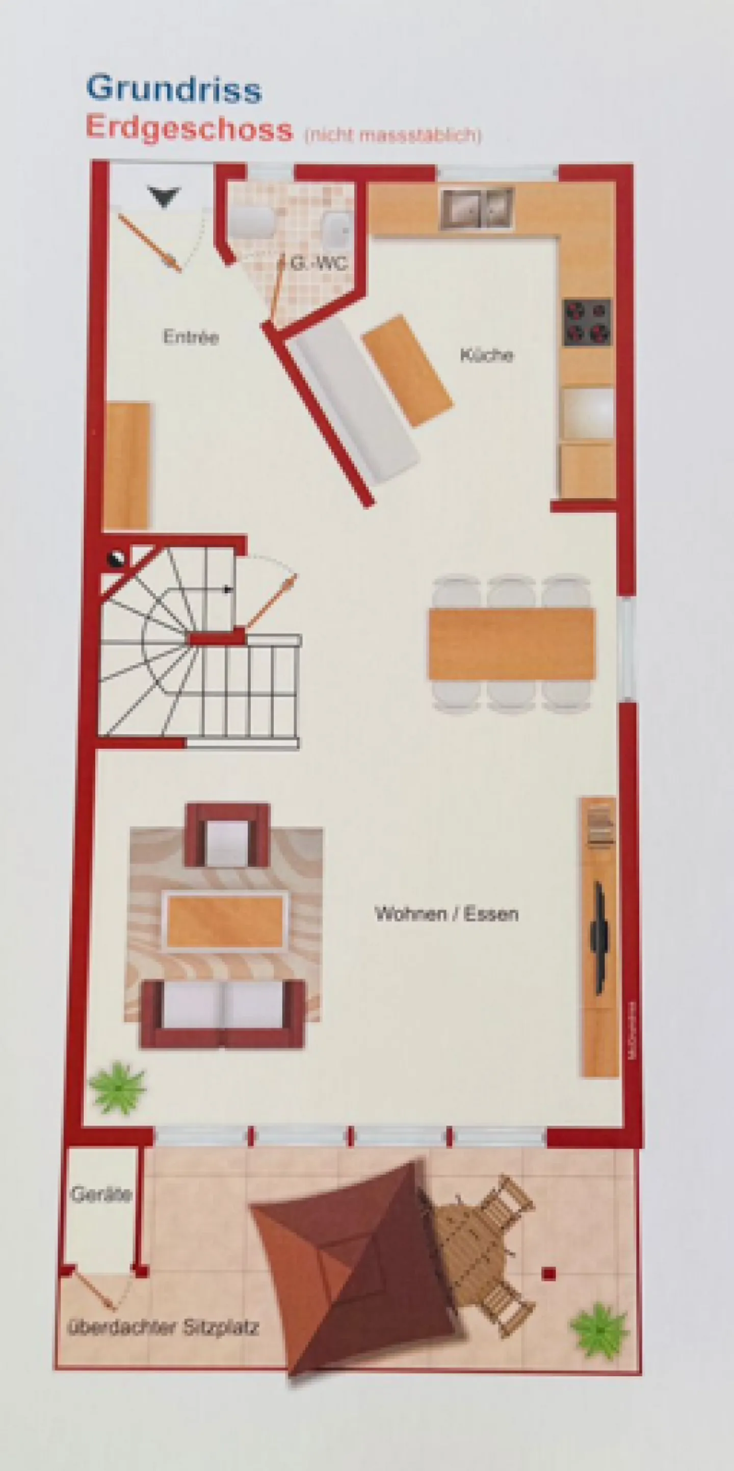 Maison de ville d'angle 4,5 pièces avec jardin, garage, place de parking et four à pizza à Giebenach - Photo 24 sur 26