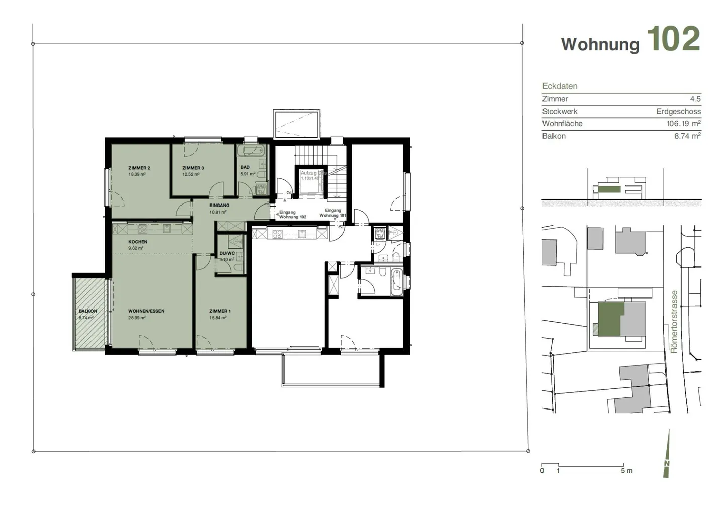 Vie urbaine, vie détendue : moderne appartement en copropriété de 4,5 pièces au 1er étage - Photo 2 sur 13