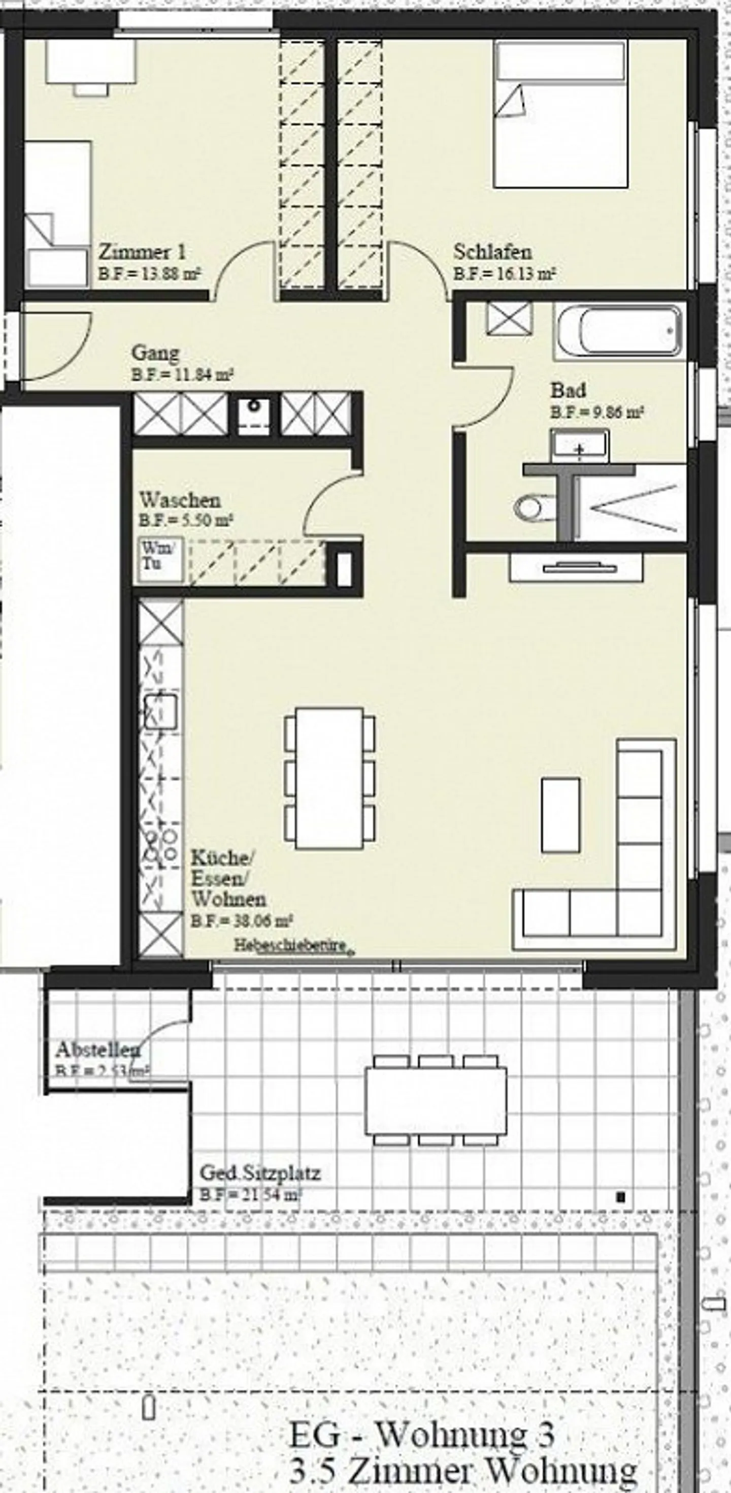 3 Zimmer Parterrewohnung 95m2 an bevorzugter Lage mit Weitsicht - Photo 11 sur 11