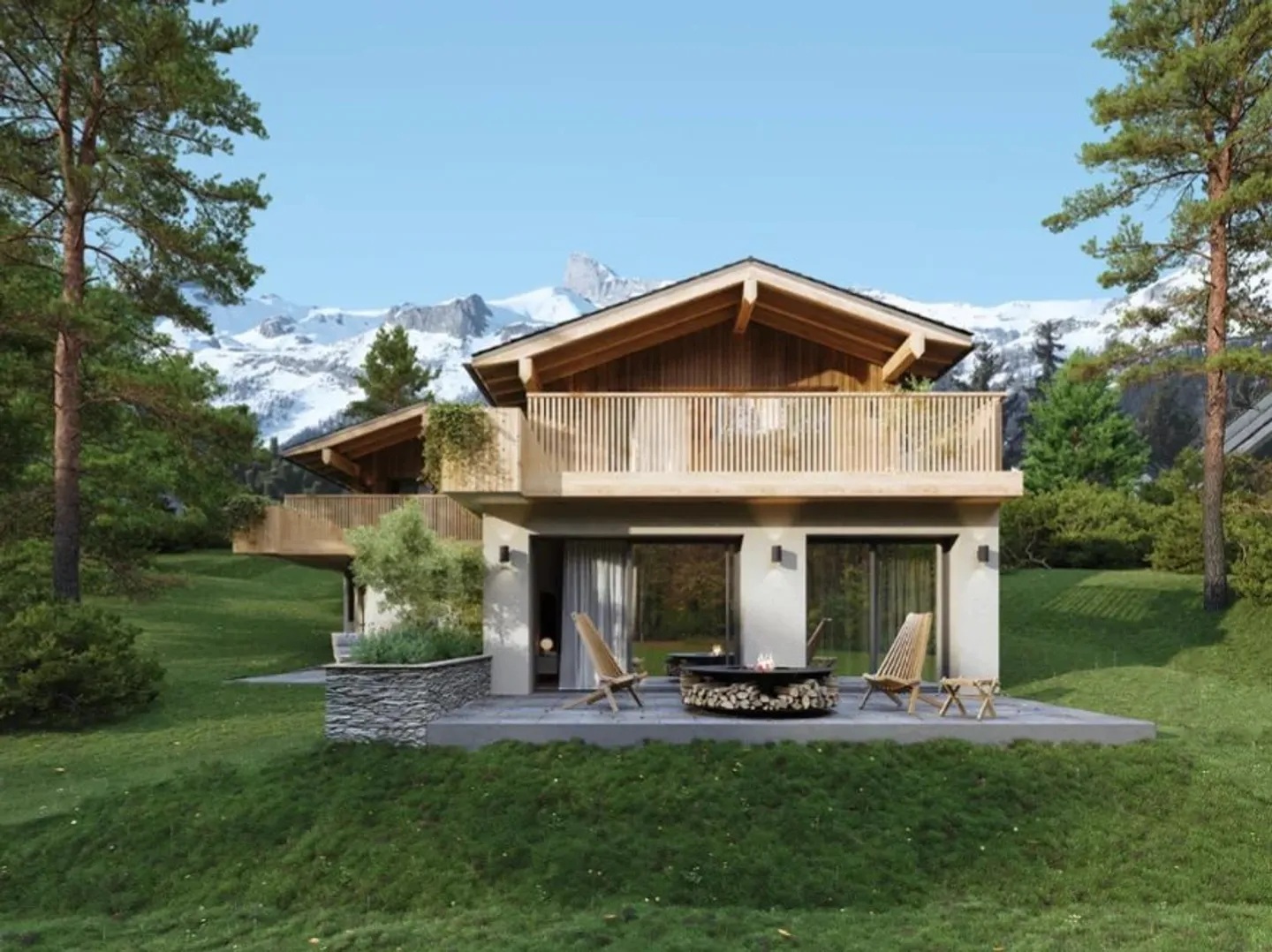 Chalet con muro adiacente di 5,5 stanze con vista panoramica e giardino - Foto 2 di 4