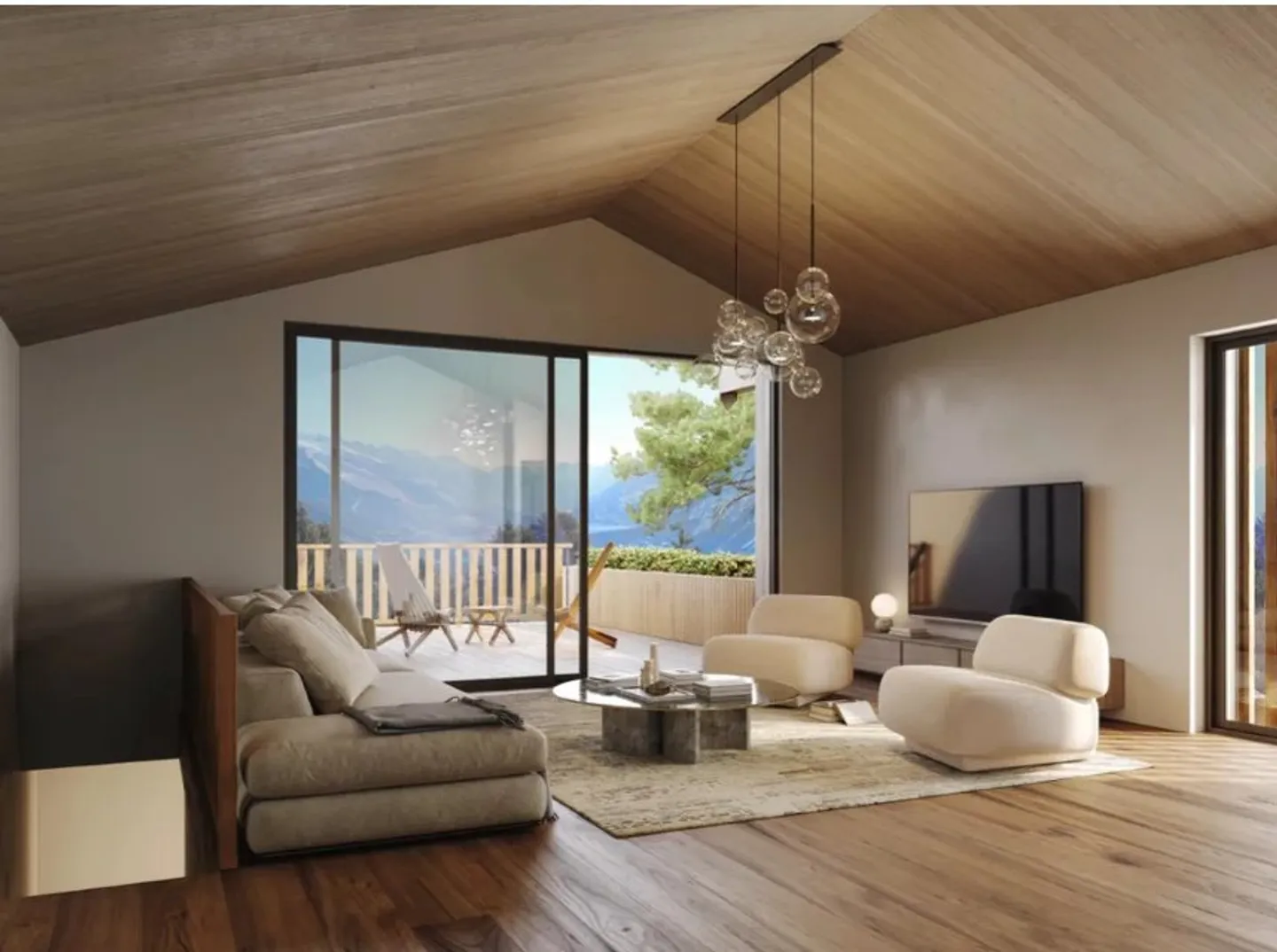 Chalet con muro adiacente di 5,5 stanze con vista panoramica e giardino - Foto 4 di 4