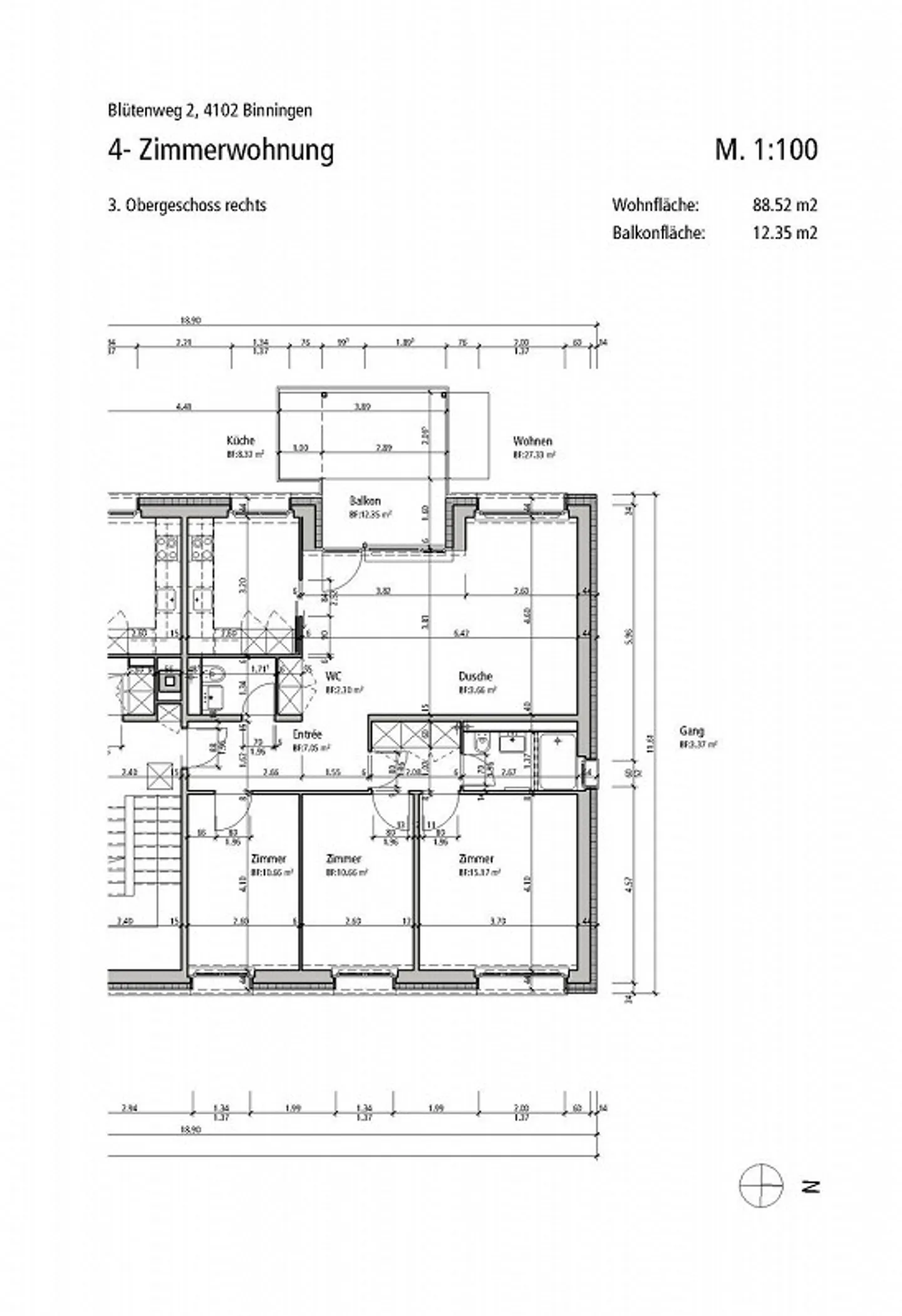 Appartement 4 pièces au calme avec grand balcon - Photo 6 sur 7