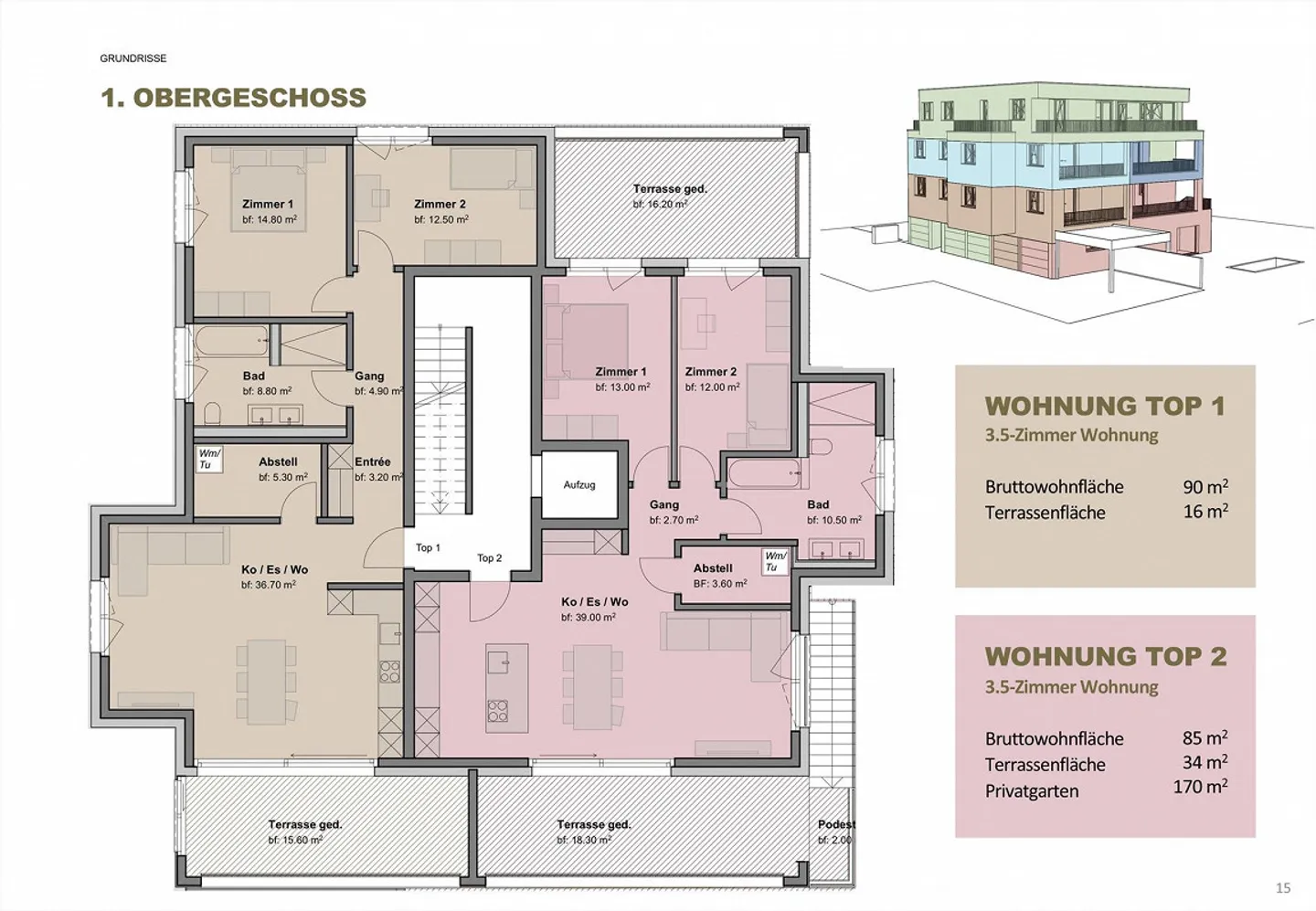 Grosszügige Wohnungen mit Privatgaragen und weitläufigen Terrassen - Foto 4 von 5
