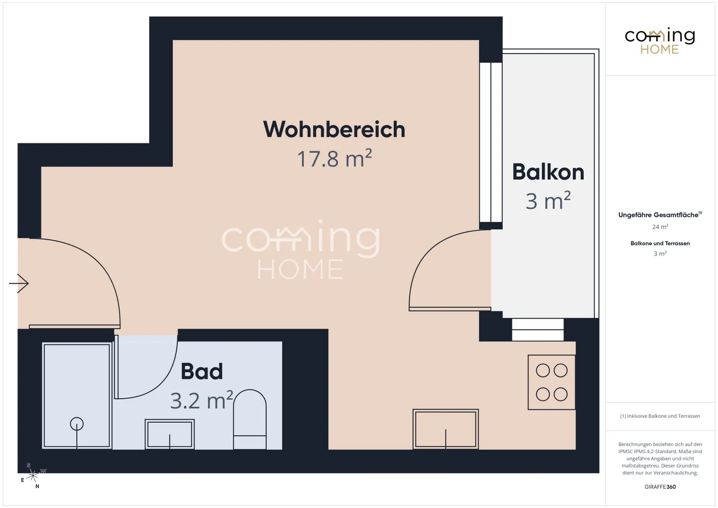 Compact Studio in Visp - sunny location with mountain view - Photo 9 of 9
