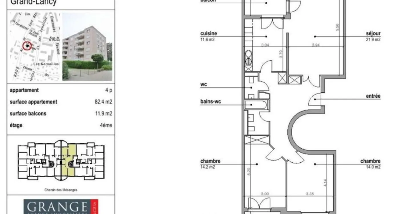 4-Zimmer-Wohnung mit Balkonen in Grand-Lancy - Foto 2 von 2