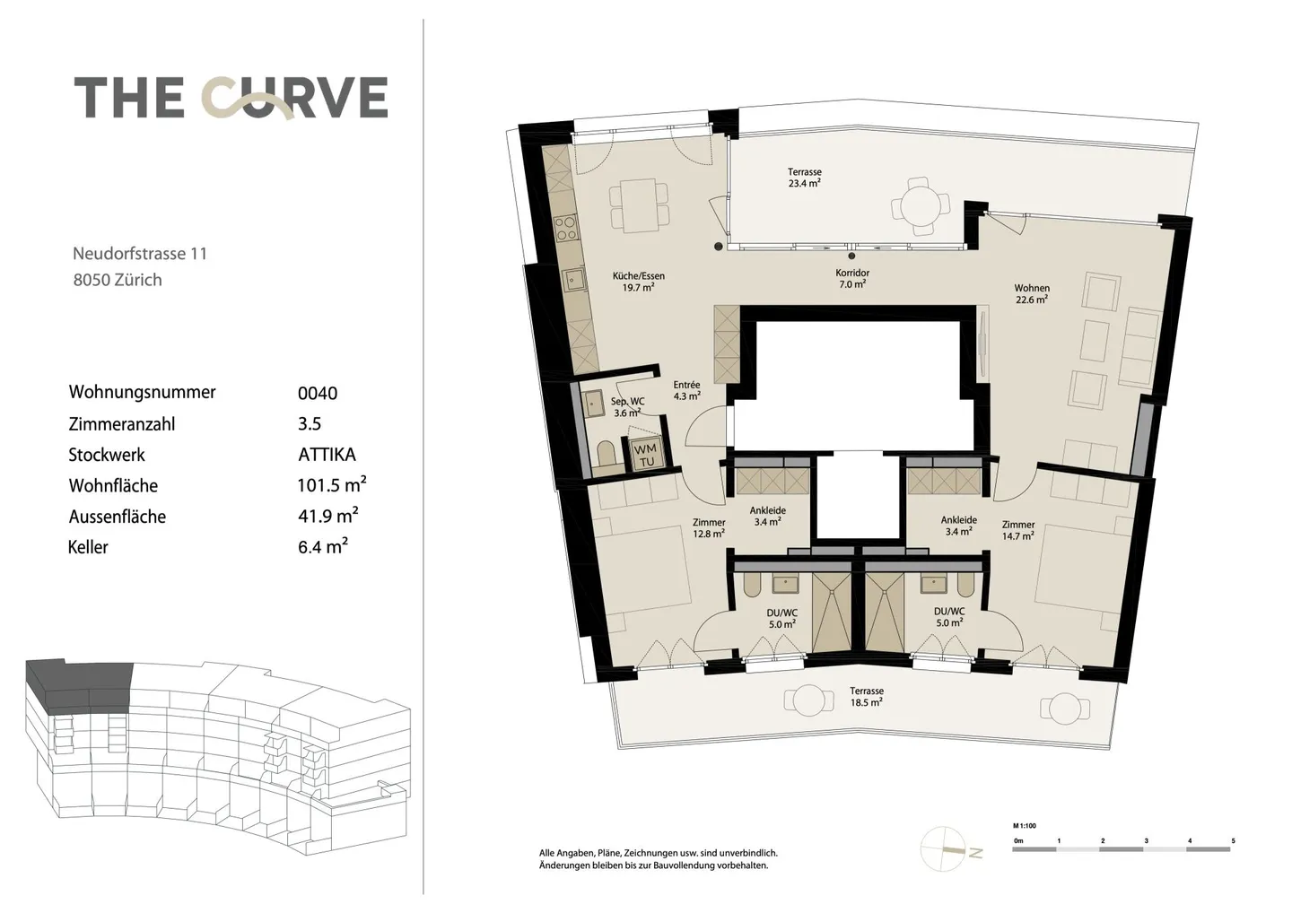 Exklusive Attikawohnung mit zwei Sonnenterrassen - Foto 7 von 7