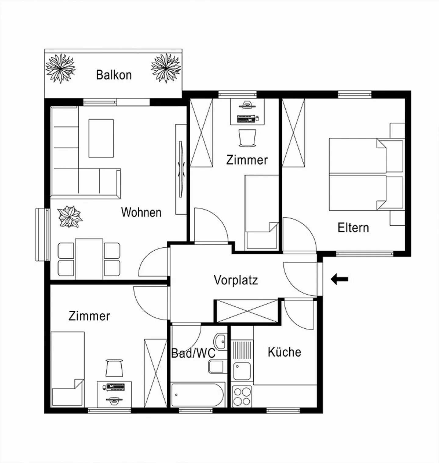 Appartement abordable de 4 pièces avec vue sur le lac - Photo 3 sur 7