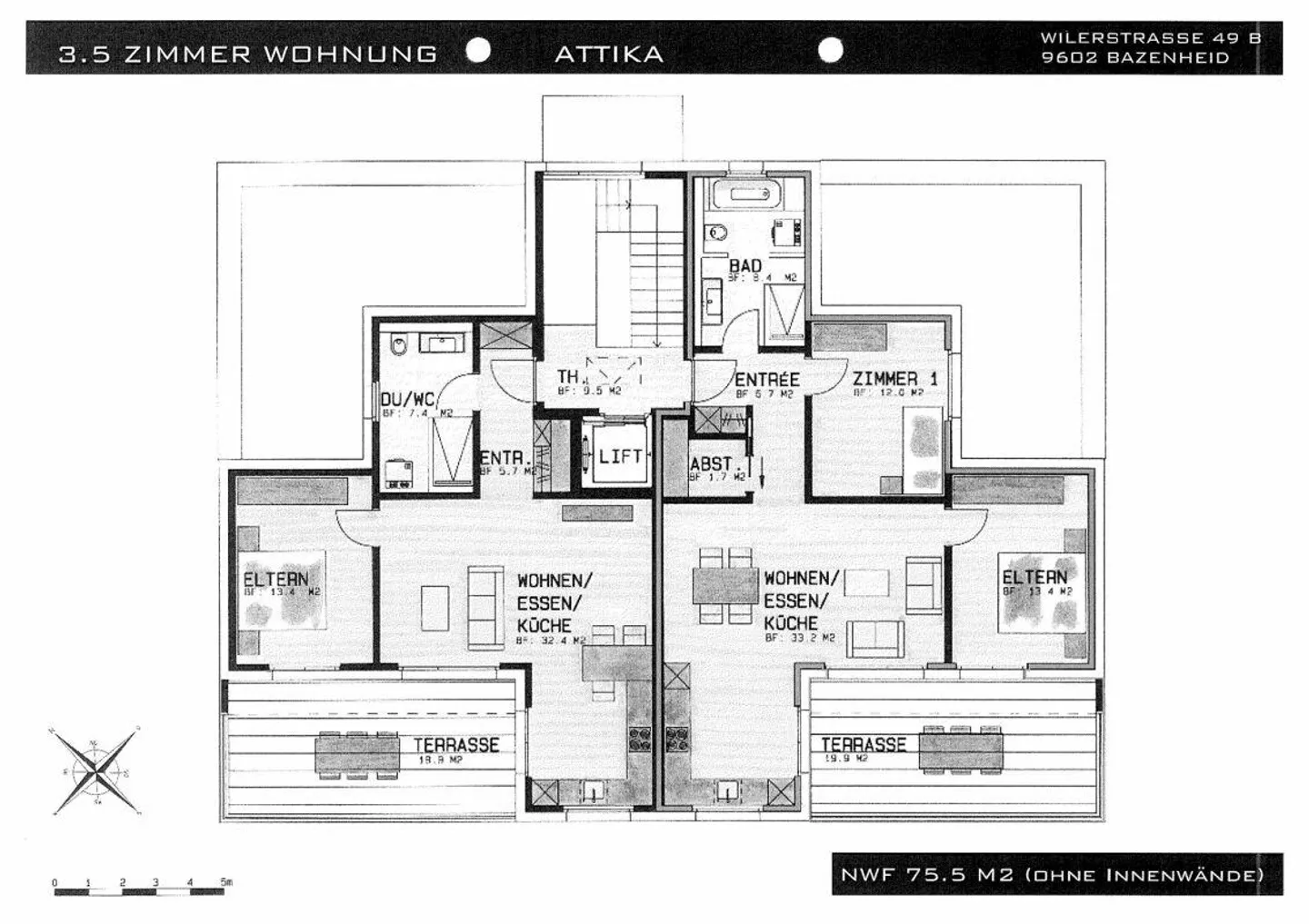 Appartement sous les combles calme de 3,5 pièces avec terrasse ensoleillée de 20m2 - Photo 13 sur 13