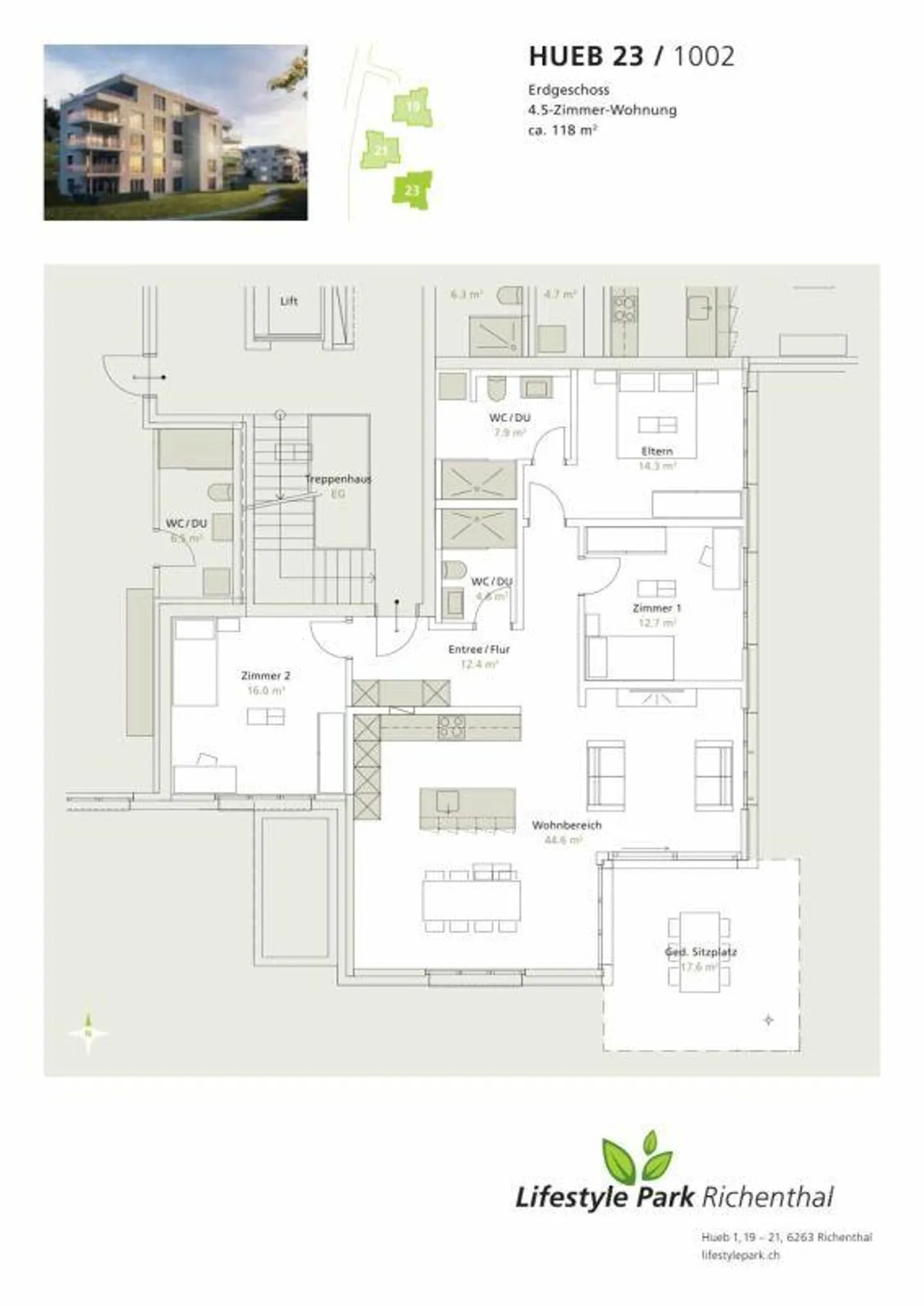 Familienfreundliche 4.5-Zimmerwohnung mit Gartensitzplatz - Photo 3 of 4