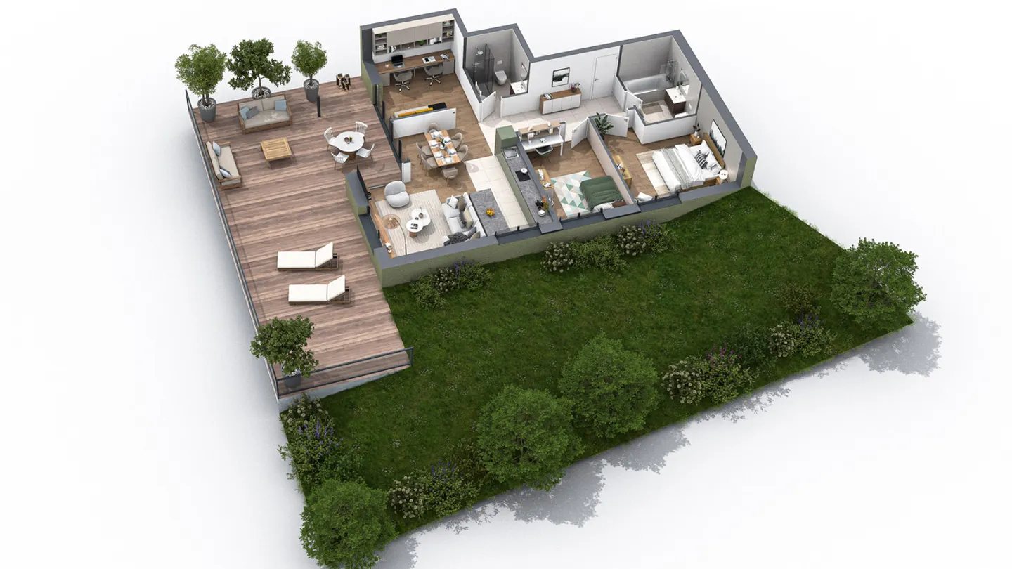 4.5 ROOMS WITH BALCONY, TERRACE AND GARDEN - EXCLUSIVE - Photo 7 of 8