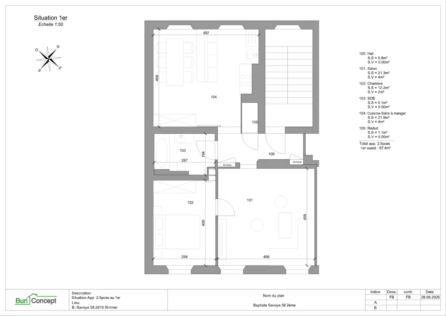 St-Imier, appartement lumineux de 2,5 pièces au 1er étage - Photo 10 sur 10