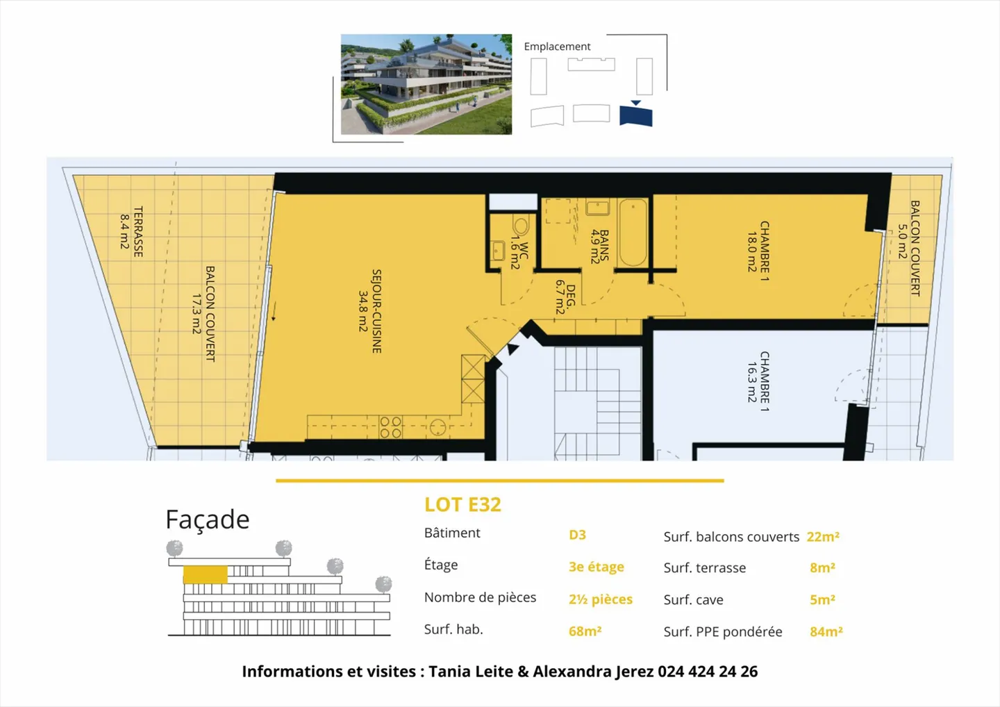 UNIQUE! Attique de 2.5 pièces de 68m2 avec 2 terrasses et vue panoramique sur le - Photo 13 sur 13