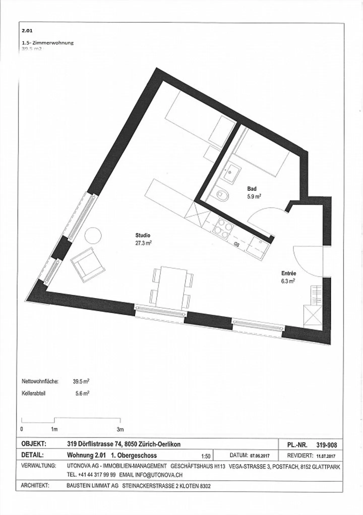 Practical 1.5 room apartment in a central location in Oerlikon - Photo 4 of 4