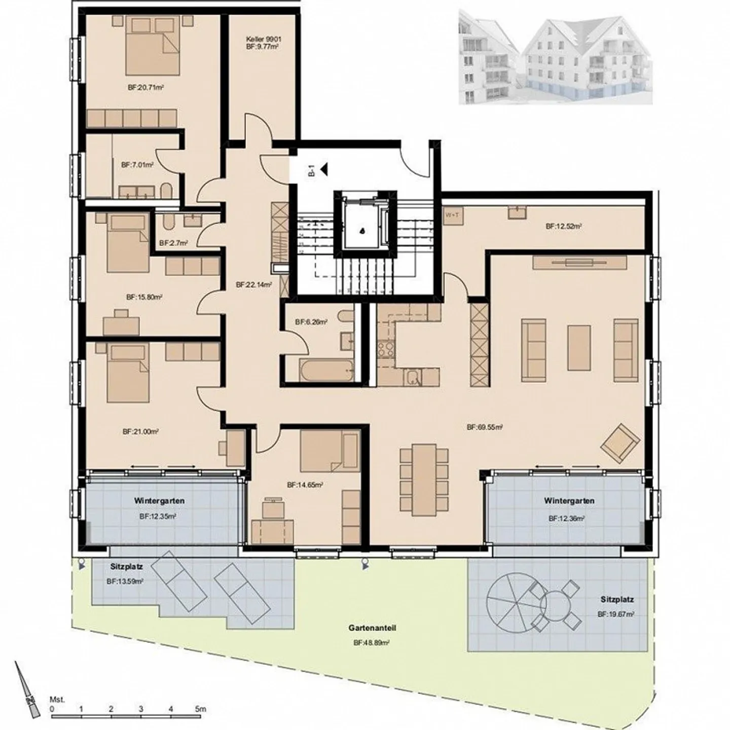 Spacieux & proche de la nature : rêve d'appartement de 5,5 pièces - Photo 2 sur 4