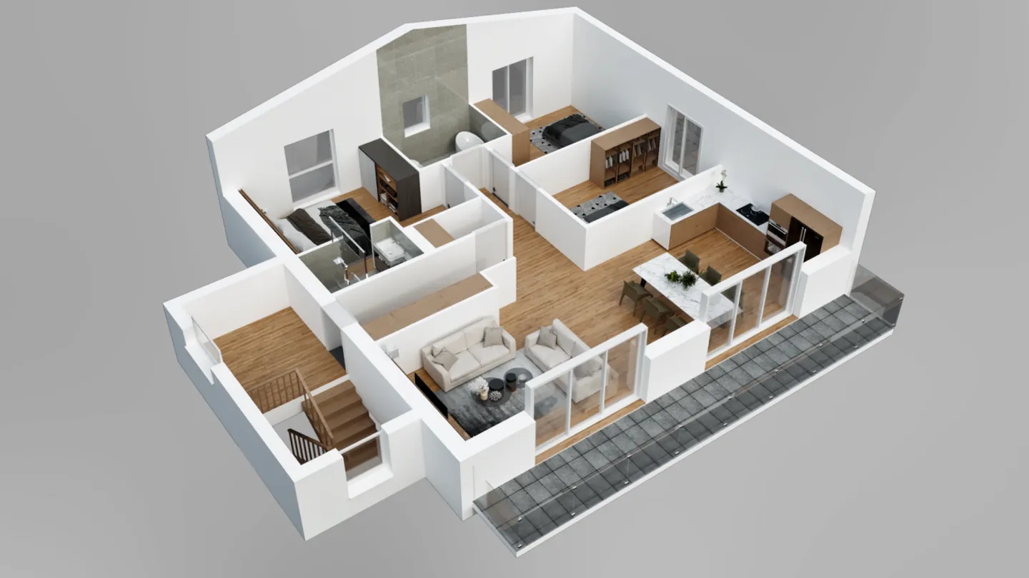 Appartement en attique élégant de 4,5 pièces avec cave et double garage - Photo 7 sur 13