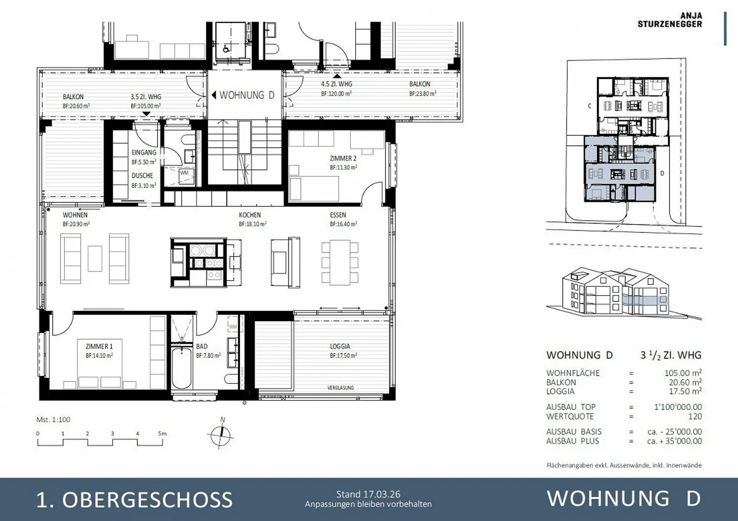 Appartement moderne de 3,5 pièces avec flair de maison individuelle - Photo 4 sur 9