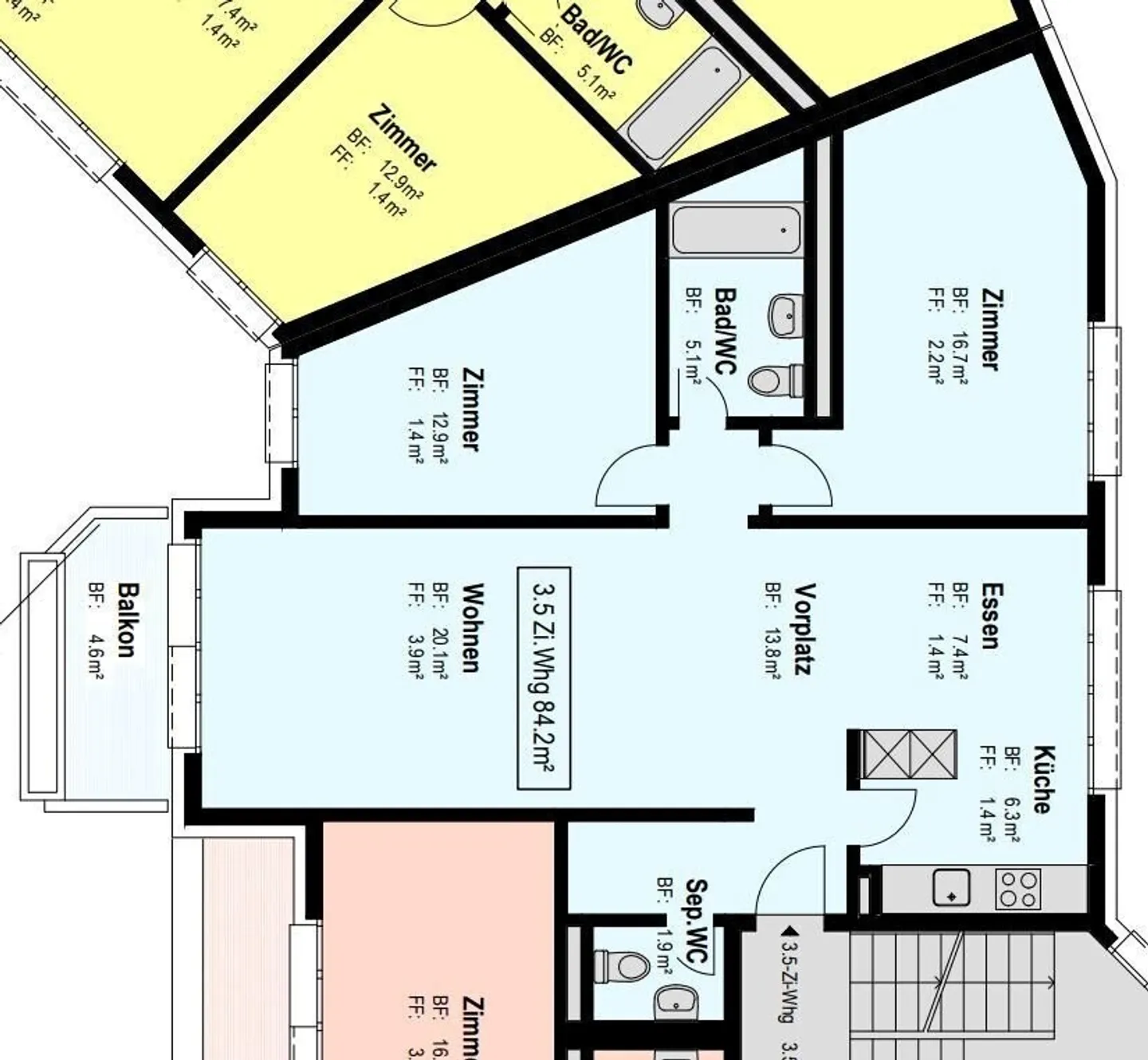 Appartamento accogliente di 3,5 stanze in una posizione tranquilla - Foto 9 di 9