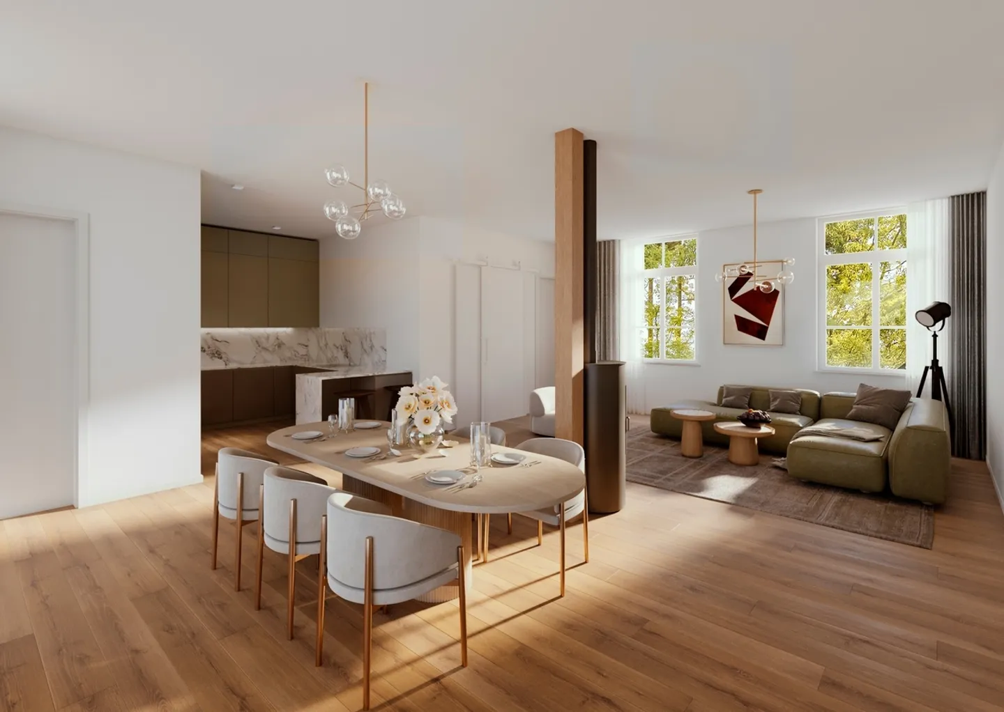 Appartement lumineux de 3,5 pièces au rez-de-chaussée avec balcon (EG Hall) - Photo 2 sur 7