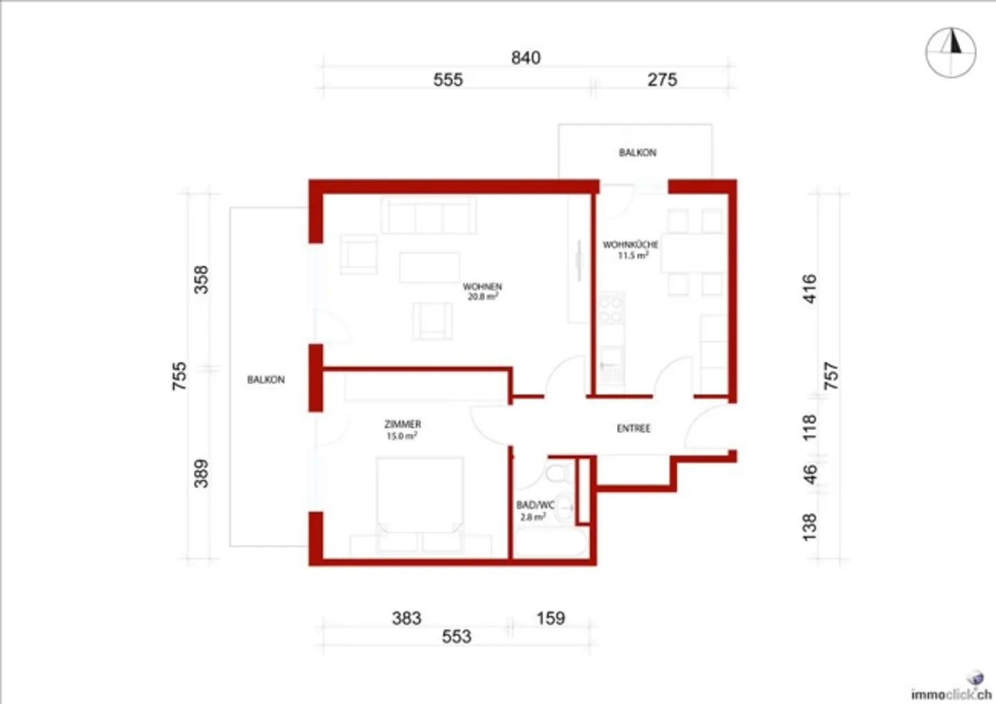 Charmante Wohnung in Oberwinterthur - Foto 5 von 5
