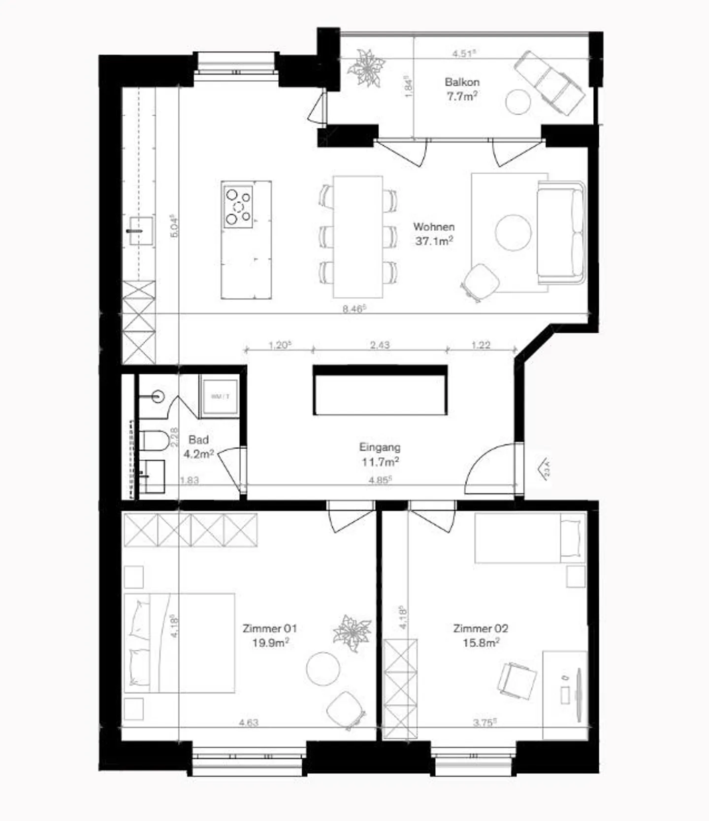 Stilvolle Wohnung in bester Lage - Foto 2 von 8