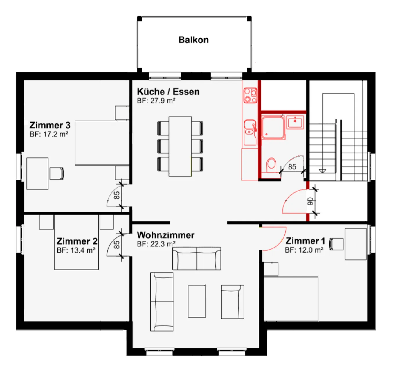 Spacious 4.5-room apartment with balcony and panoramic view - Photo 9 of 9