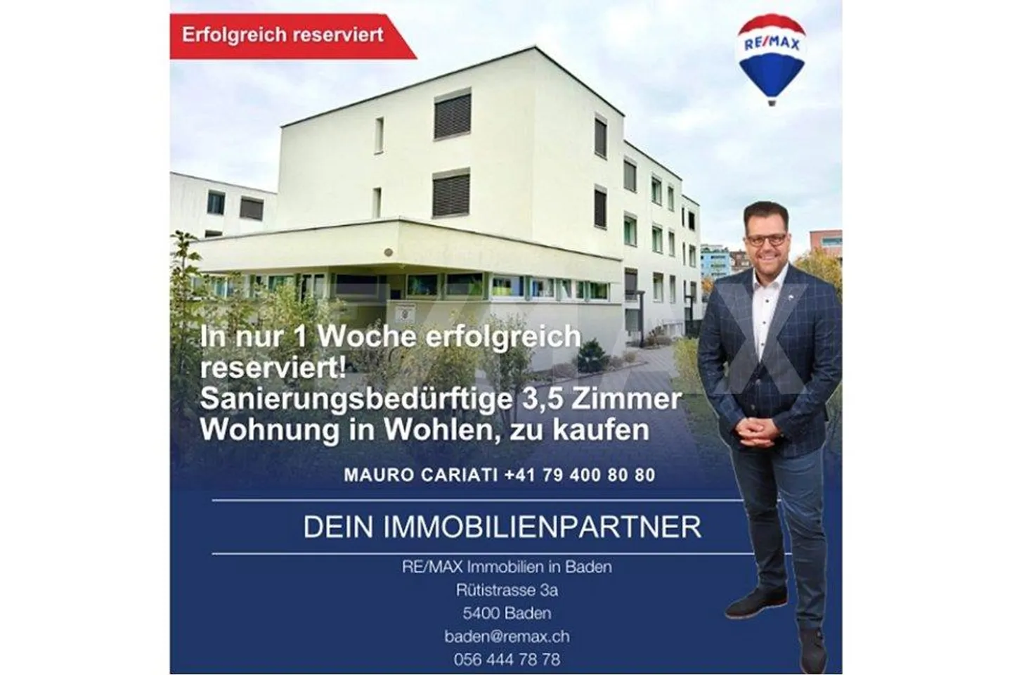 Charmante appartement 3,5 pièces avec potentiel à Wohlen AG! - Photo 1 sur 12