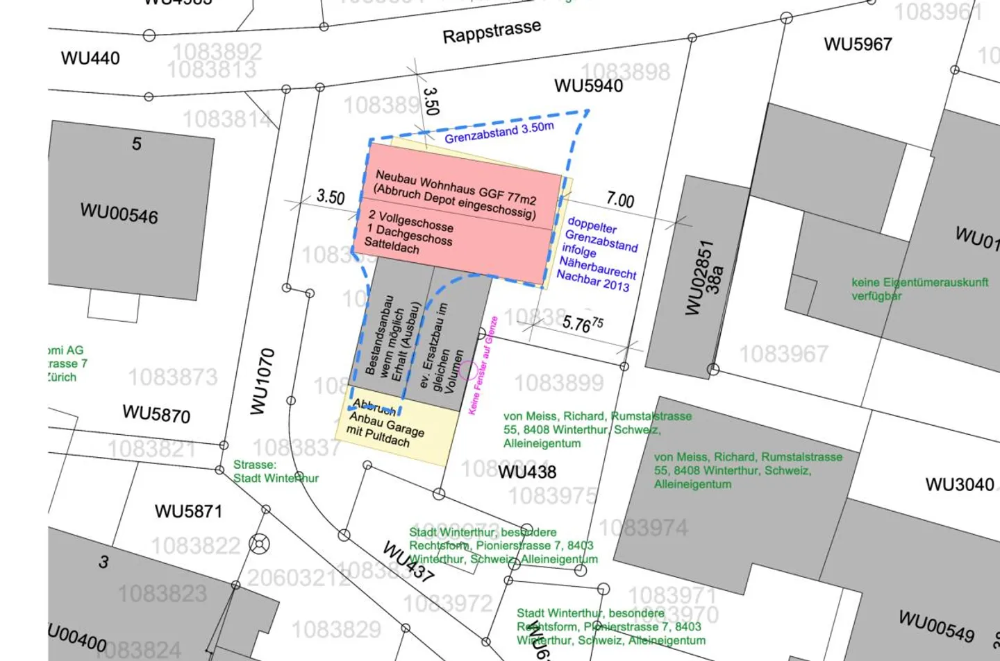 446 m2 di terreno edificabile con oggetto di demolizione in una posizione fantastica a Winterthur-Wülflingen... - Foto 2 di 6