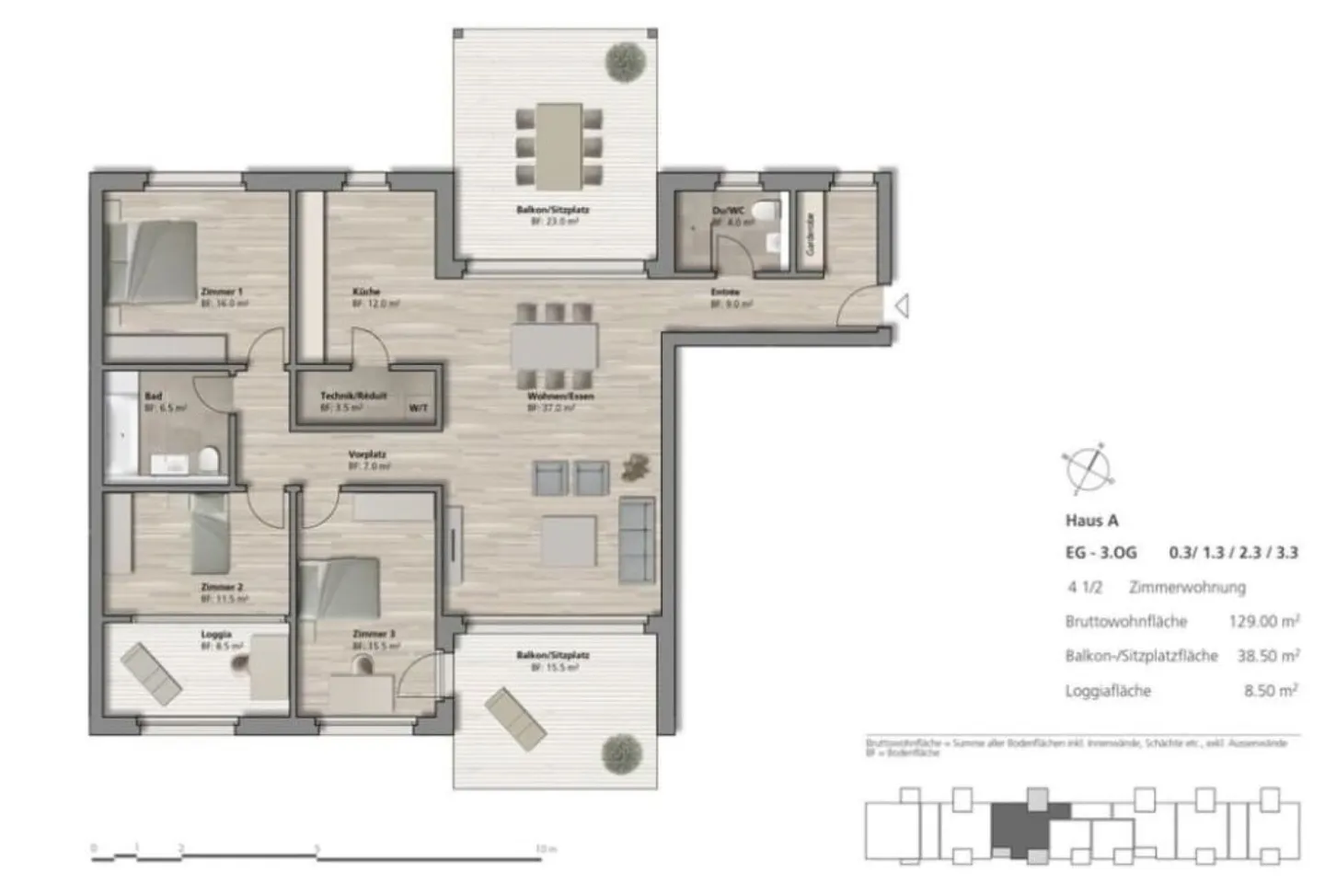 4.5 room apartment with two balconies + loggia - 3rd floor (3.3) - Photo 15 of 17