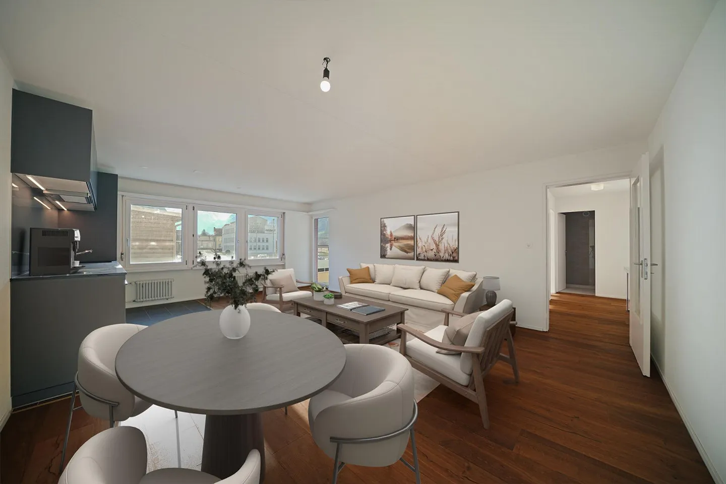 Kernsanierte 3½ Zimmerwohnung mit wunderschöner Bergsicht - Foto 1 von 11