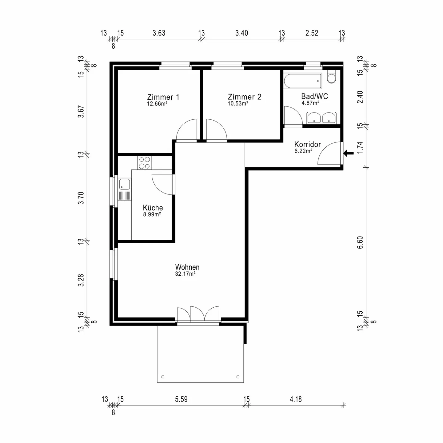 Bright 3.5-room apartment with balcony in Safnern - Photo 15 of 16