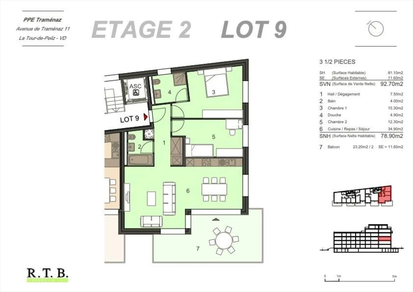 3,5-Zimmer-Wohnung in La Tour-de-Peilz - Foto 6 von 13