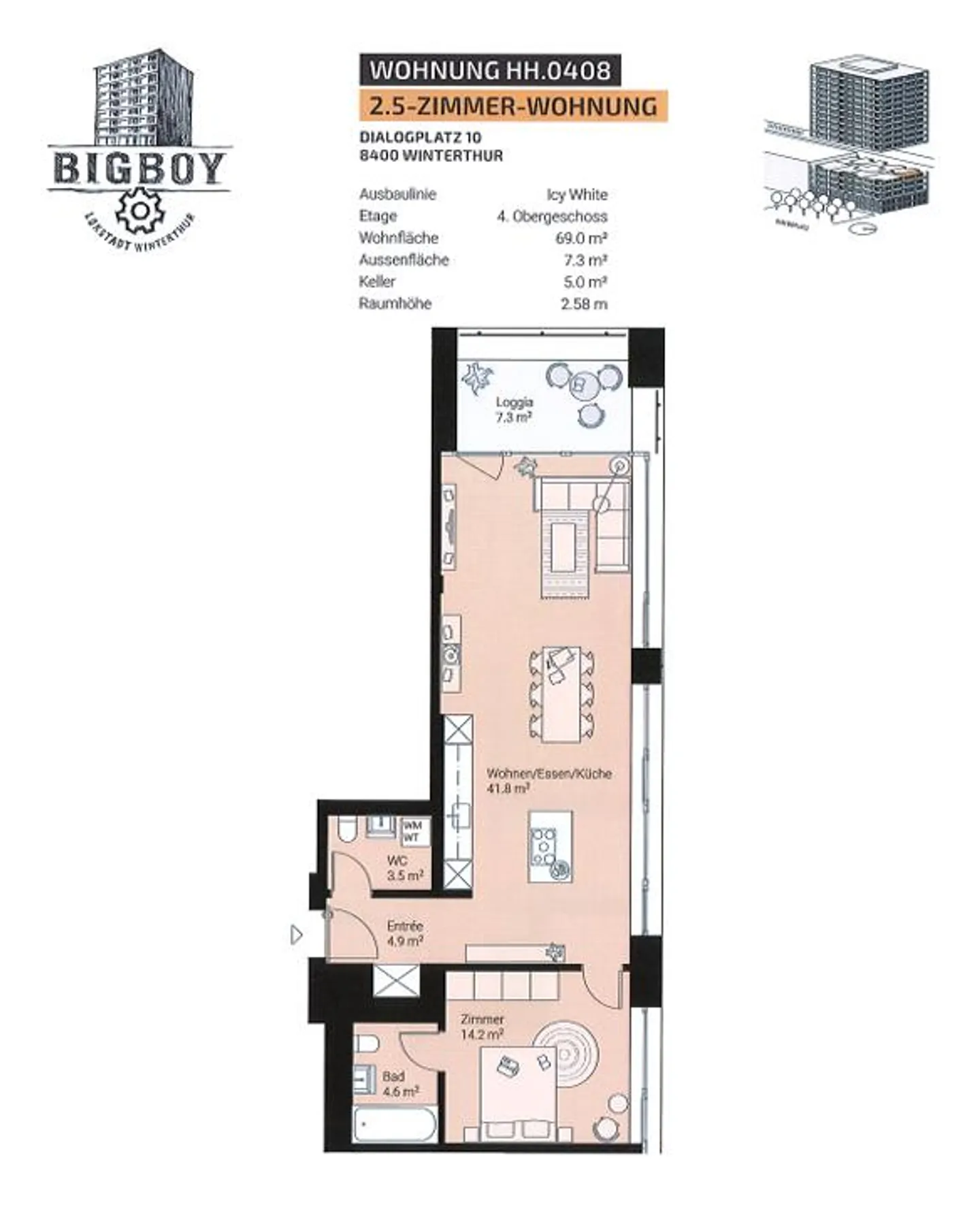 Moderne 2.5-Zimmerwohnung - Foto 7 von 7