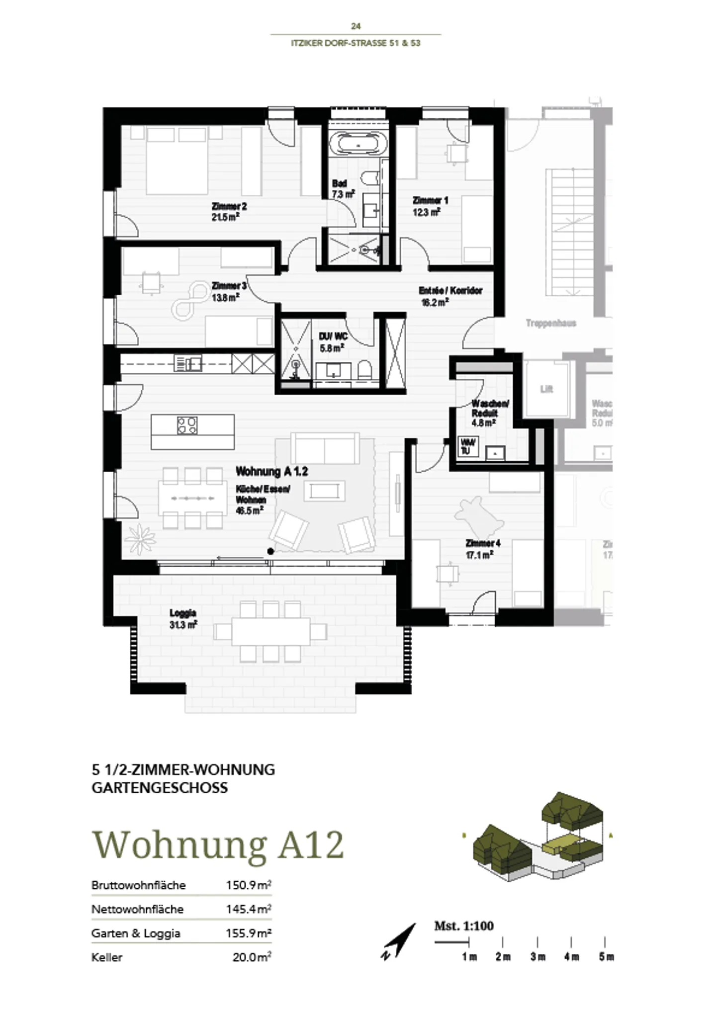 Grosszügige 5.5 Zimmer-Garten-Eigentumswohnung, 150m2 Wohnfläche, umgeben von Ruhe und Natur - Foto 5 von 9