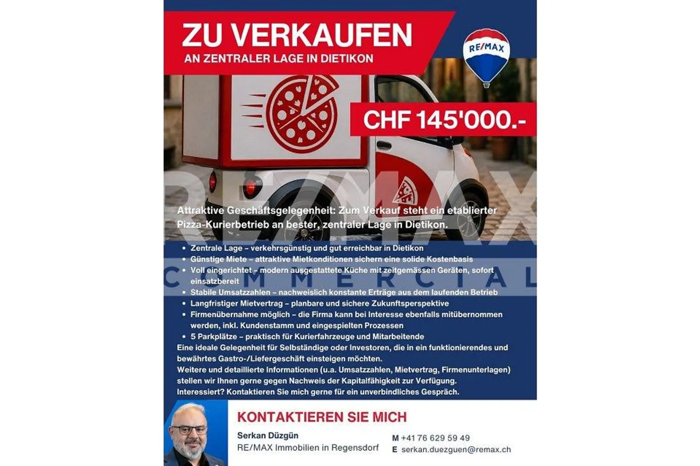 Pizza Courier for Sale Central Location in Dietikon - Photo 2 of 4