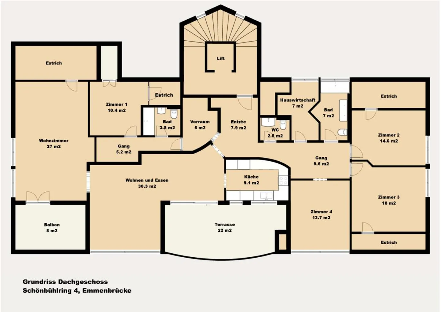 Grosszügige 6.5 Zimmer-Dachwohnung - Foto 7 von 8