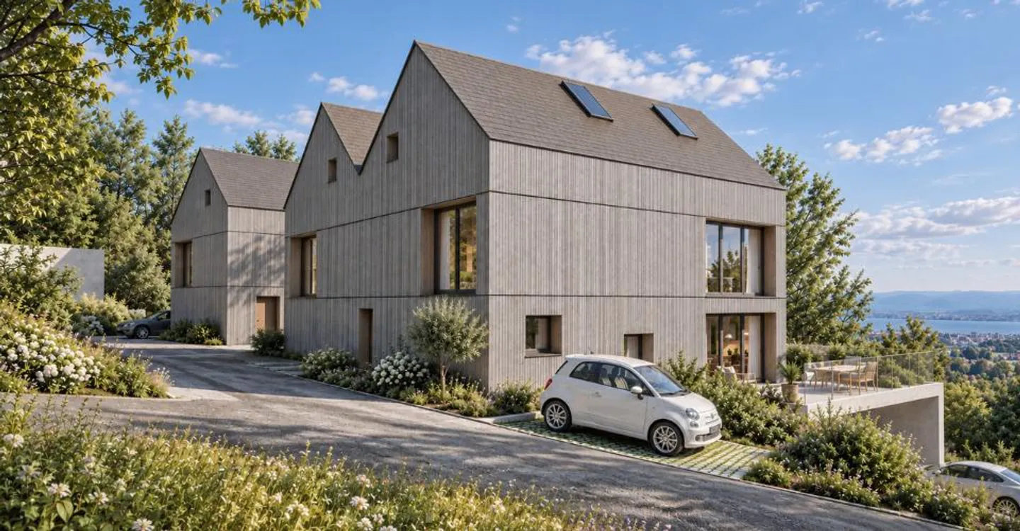 Grande villa Minergie a schiera, vendita su progetto, 100% in struttura di legno - Foto 3 di 6
