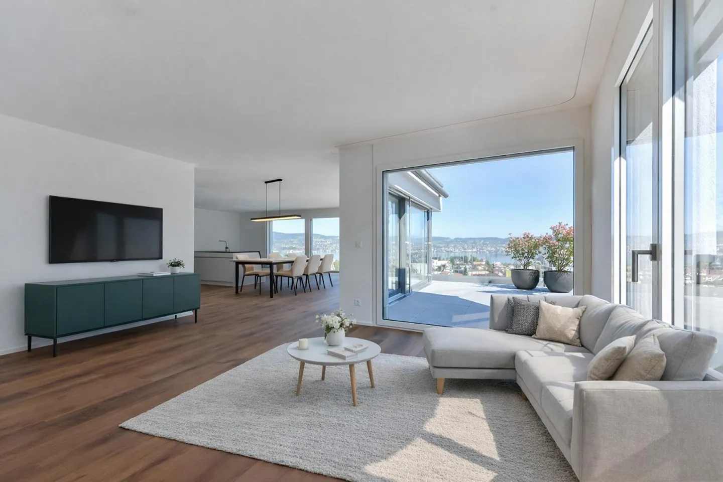 Appartamento attico 4,5 locali con vista panoramica sul lago e grandi terrazze - Foto 3 di 6