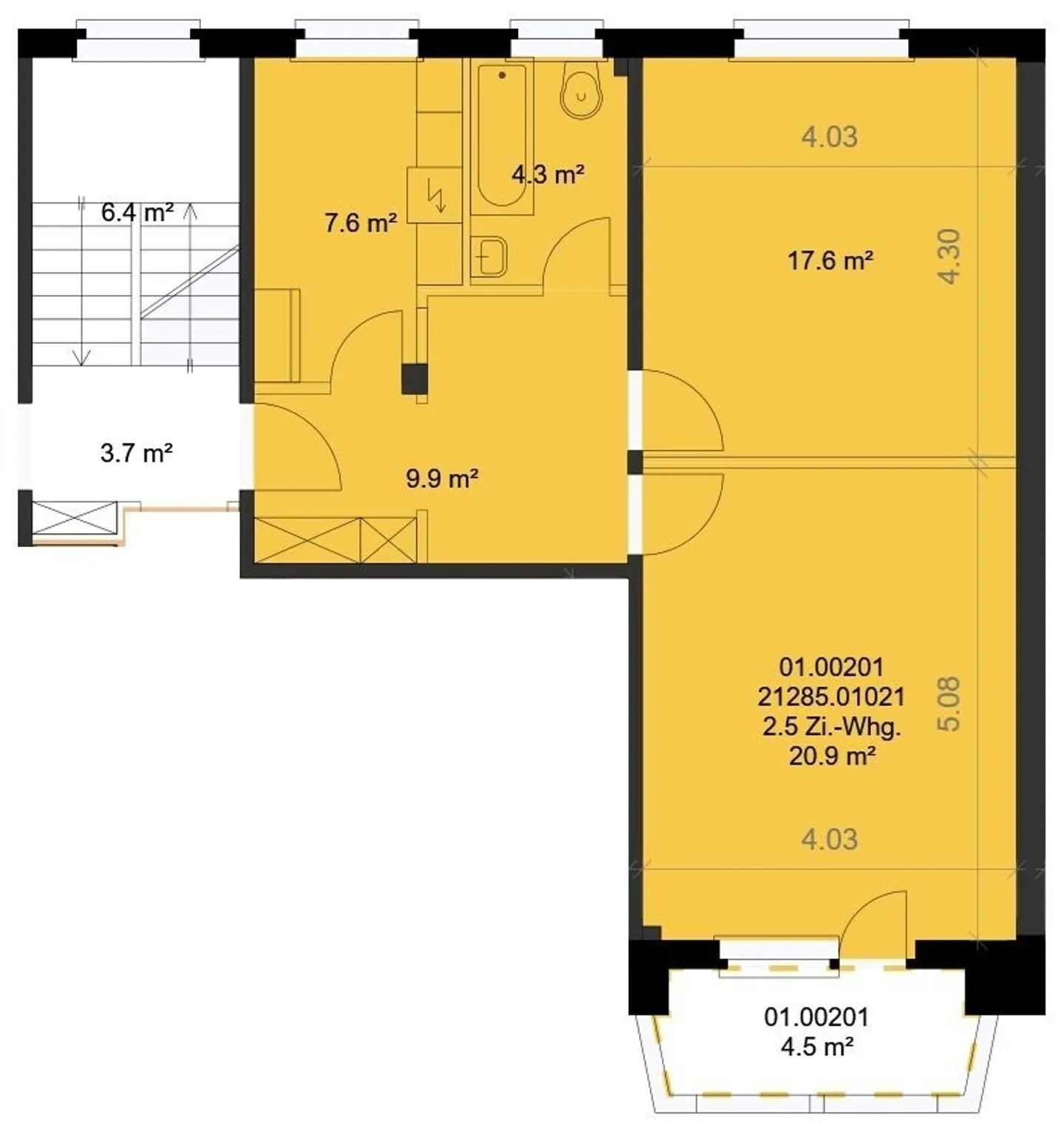 Appartement 2.5 pièces proche de la ville de 60 m² au dernier étage du 2ème étage - Photo 9 sur 9