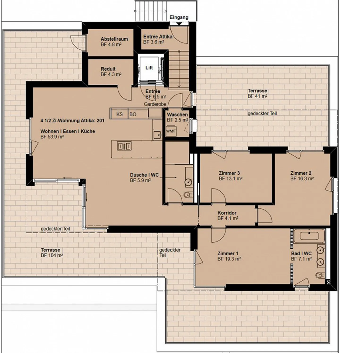 Luxurious 4.5-Room New-Build Penthouse: Climate, Smart Home, Controlled Ventilation - Photo 13 of 13