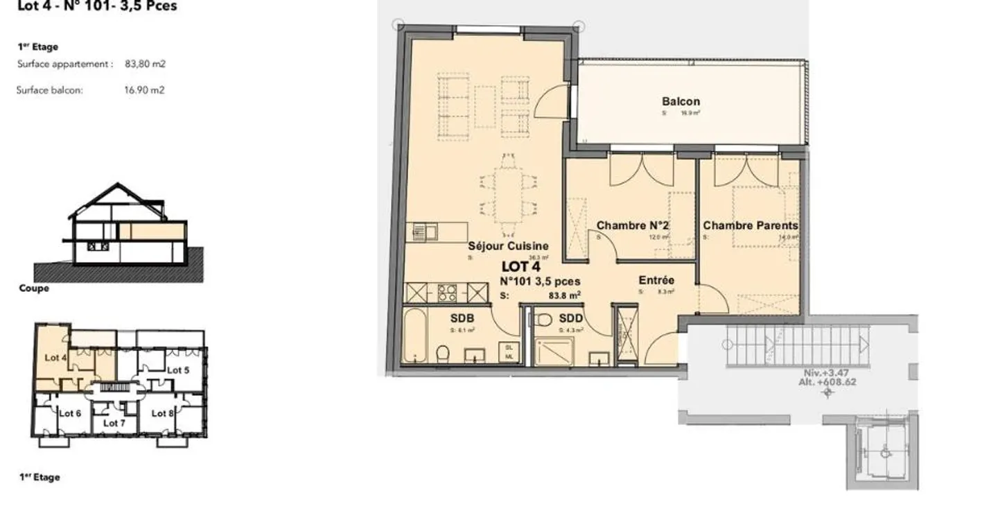 Lot n4 - Appartamento nuovo di 3,5 locali nel cuore di Cheseaux-sur-Lausanne - Foto 6 di 12