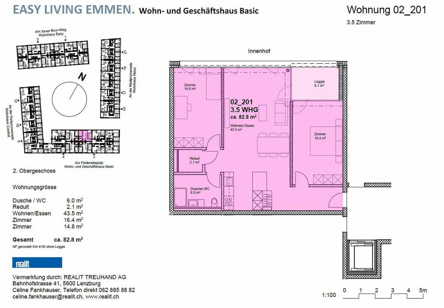 Appartamento attraente di 3,5 locali nel quartiere 'Feldbreite' - Foto 6 di 6