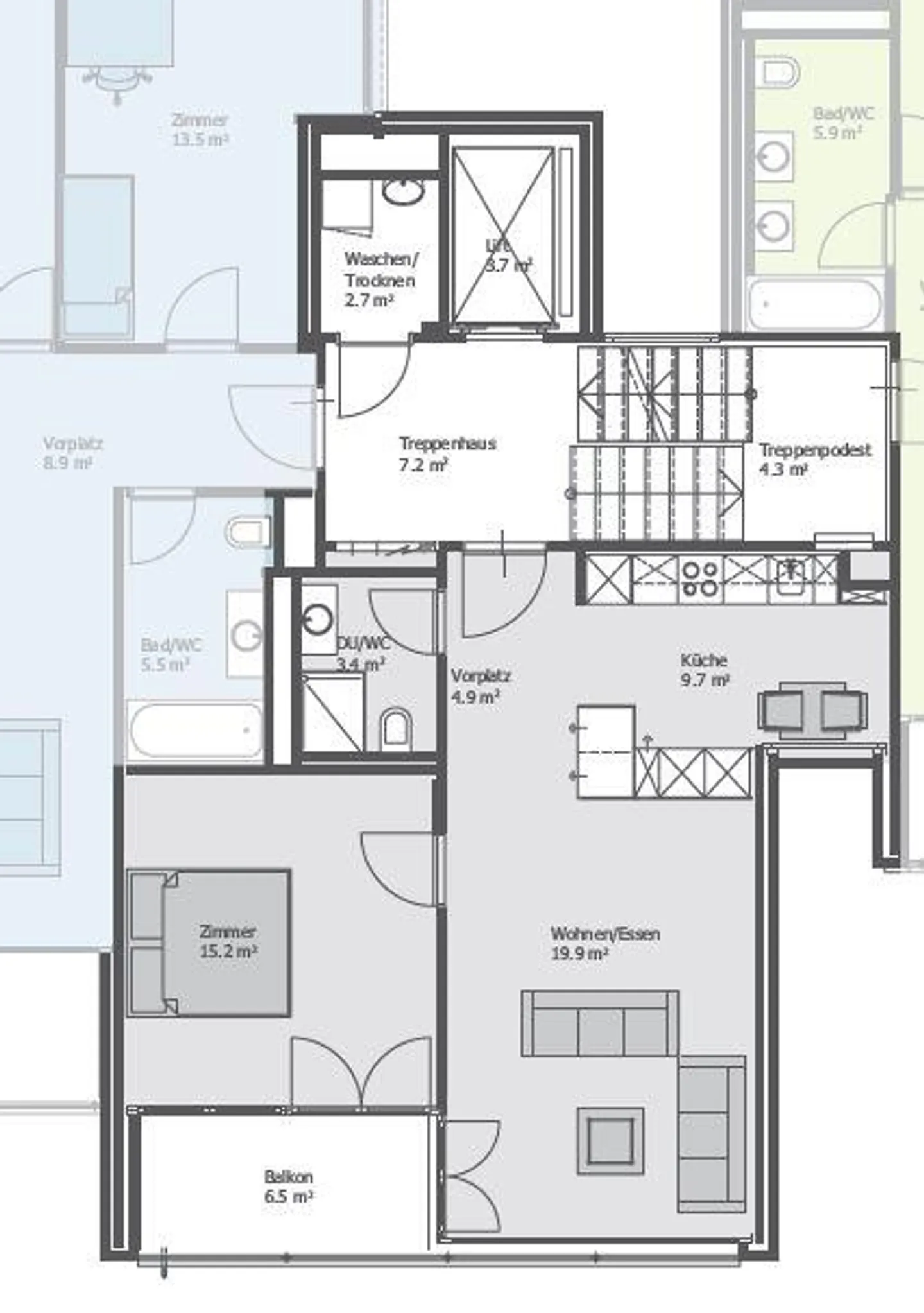 Belle appartement de 2,5 pièces dans un emplacement privilégié à Cham - Photo 6 sur 7