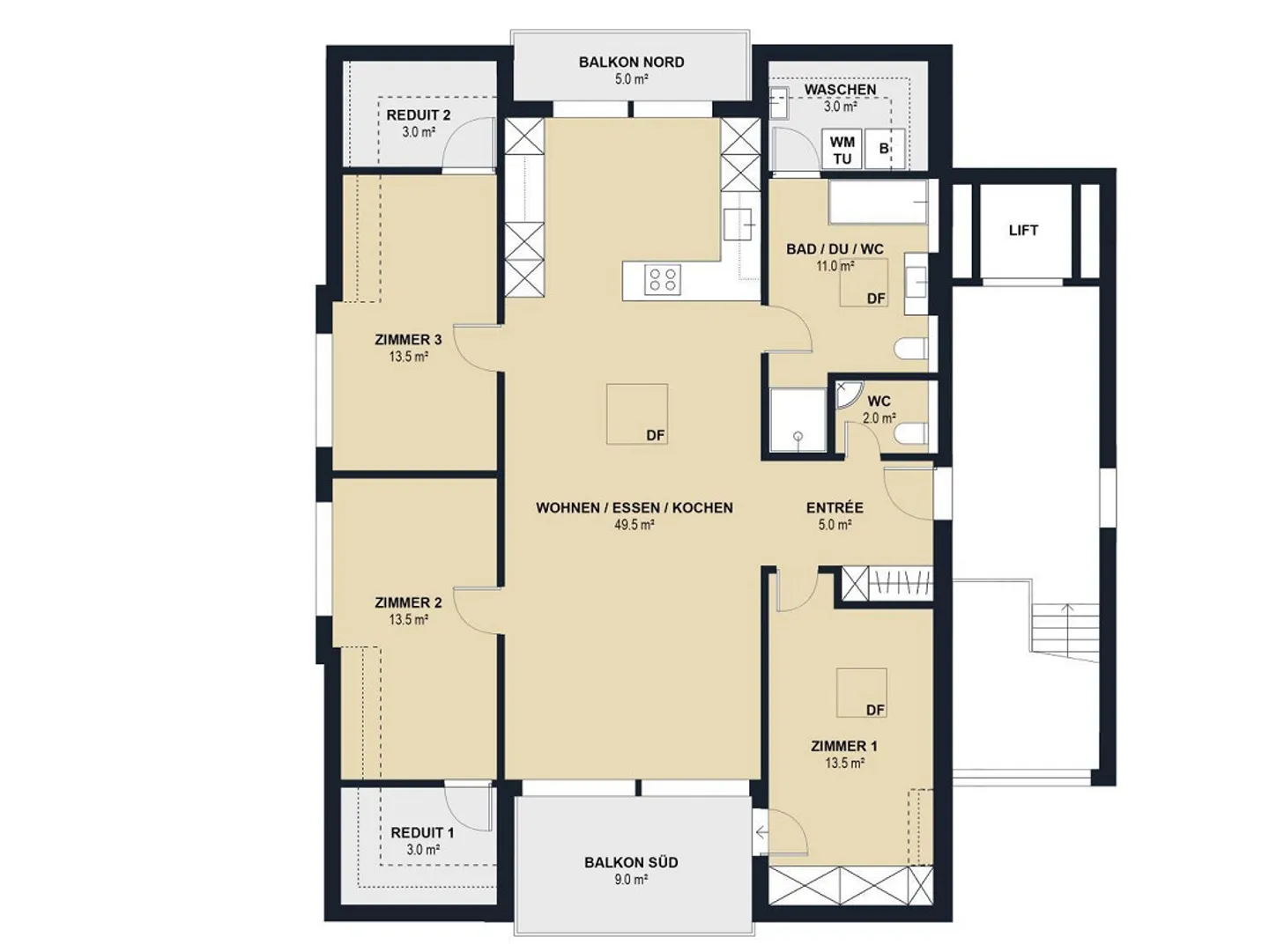 Appartement en attique de 4,5 pièces central avec deux balcons - Photo 5 sur 6