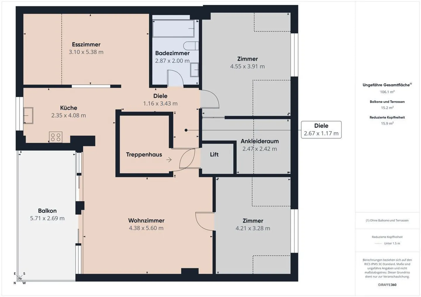Charming 4.5-room penthouse apartment with large balcony and direct lift access - above the rooftops of Basel - Photo 10 of 10